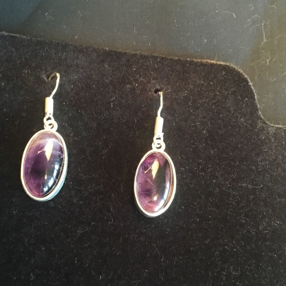 NWOT. Sterling Silver Sage Amethyst Earrings